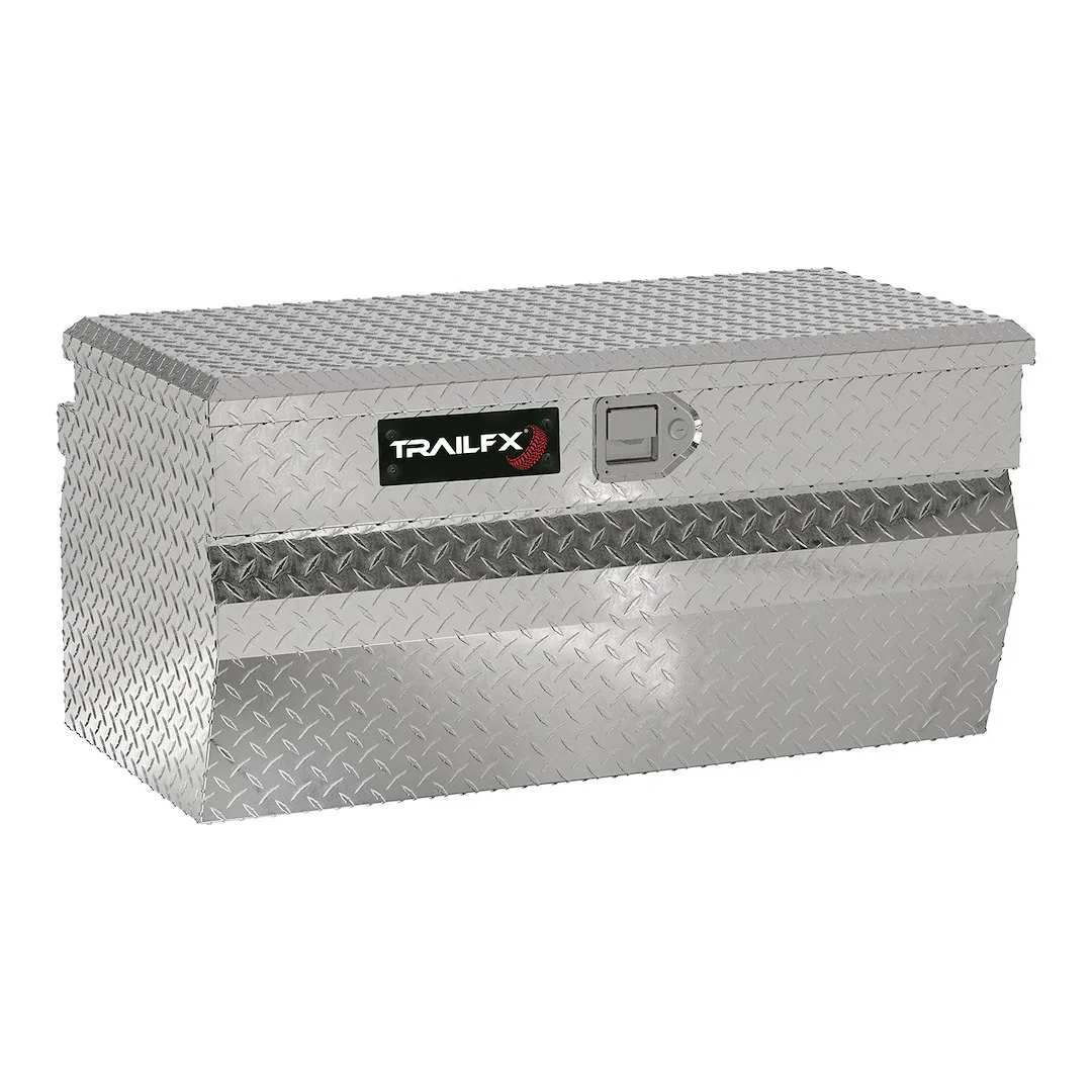 150361 – TRAILFX Tool Box, Chest Single Lid With Struts Diamond Tread Bright Polished 16 Gauge Aluminum 36 Inch Lengt...